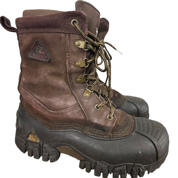 Rocky Jasper Trac Leather Brown Mens Lace Up Work Boots 200 Gr Thinsulate sz 8 - Picture 1 of 16